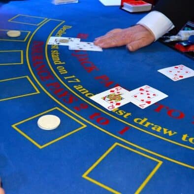 Un table de black jack, pour un séminaire d'entreprise avec un team-building soirée casino